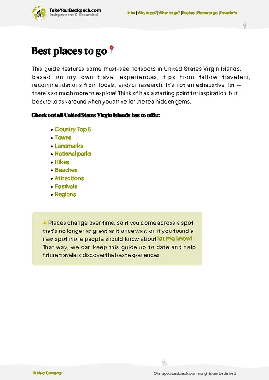 example page 5 from our offline Travel Guide for United States Virgin Islands